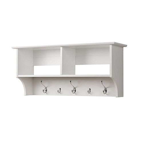 White 36 Inch Wide Hanging Entryway Shelf