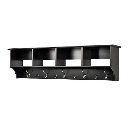 Black 60 Inch Wide Hanging Entryway Shelf