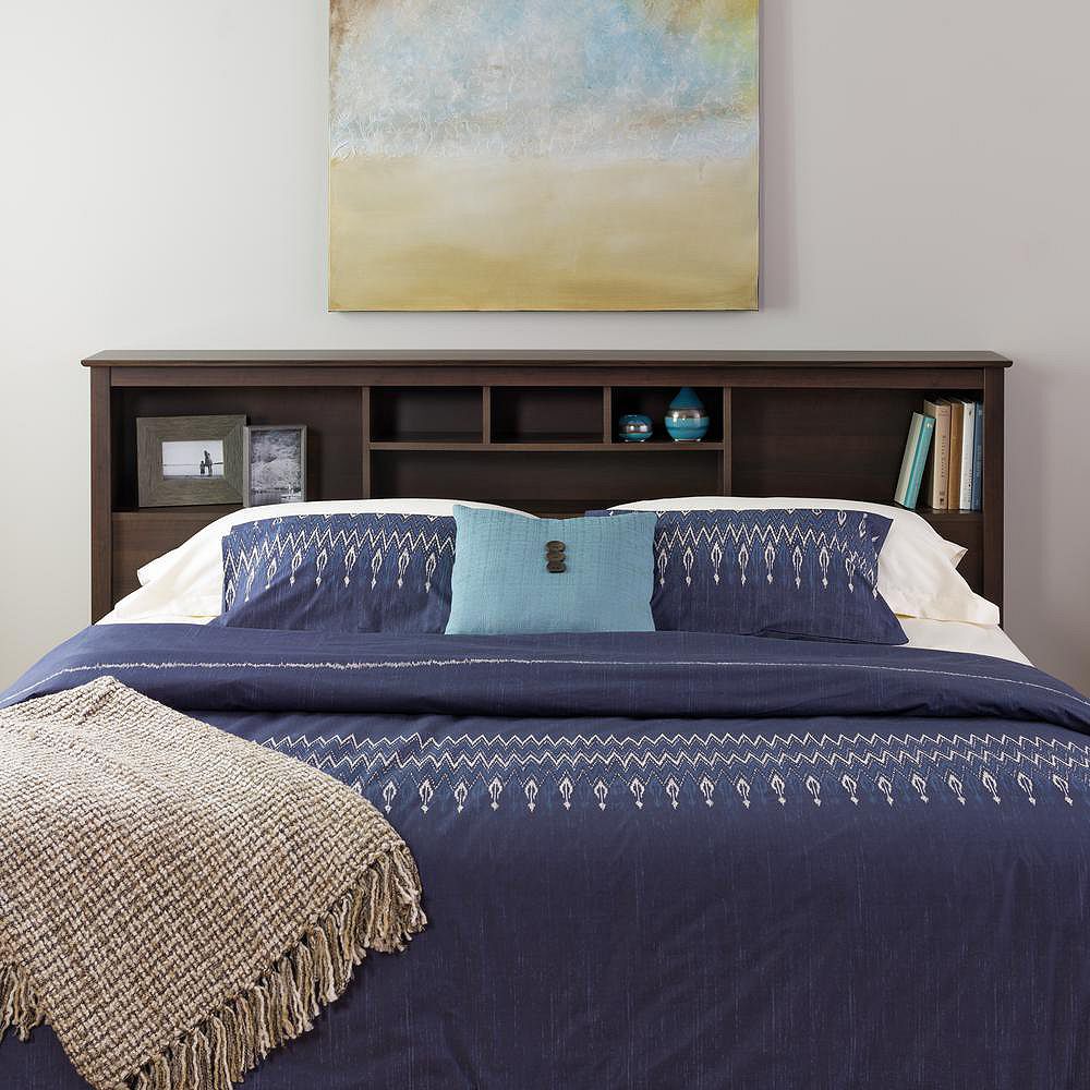 Prepac King Bookcase Headboard In, King Size Platform Bed With Storage And Bookcase Headboard