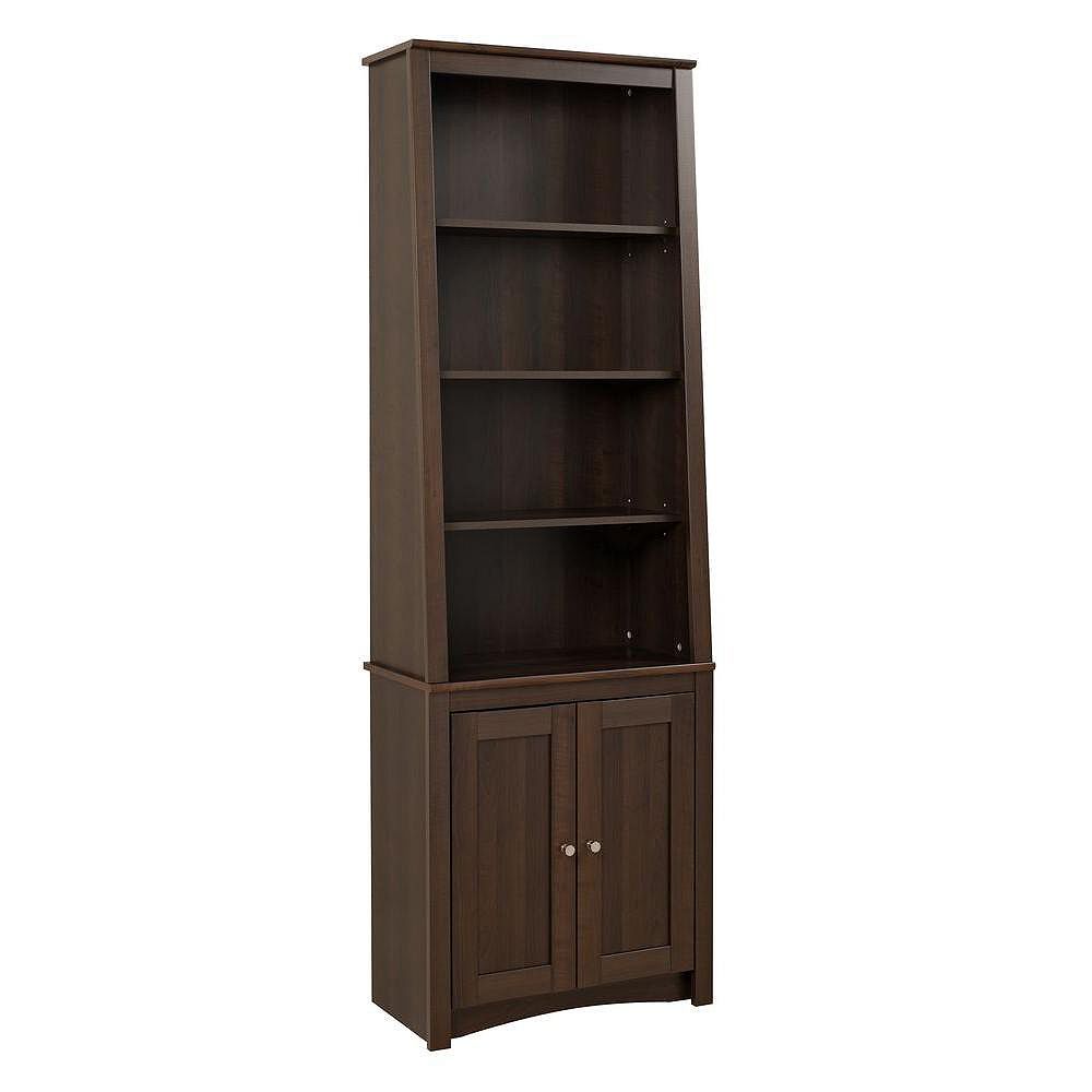 Prepac 26.25inch x 80inch x 14.25inch 4Shelf Manufactured Wood Bookcase in Espresso The