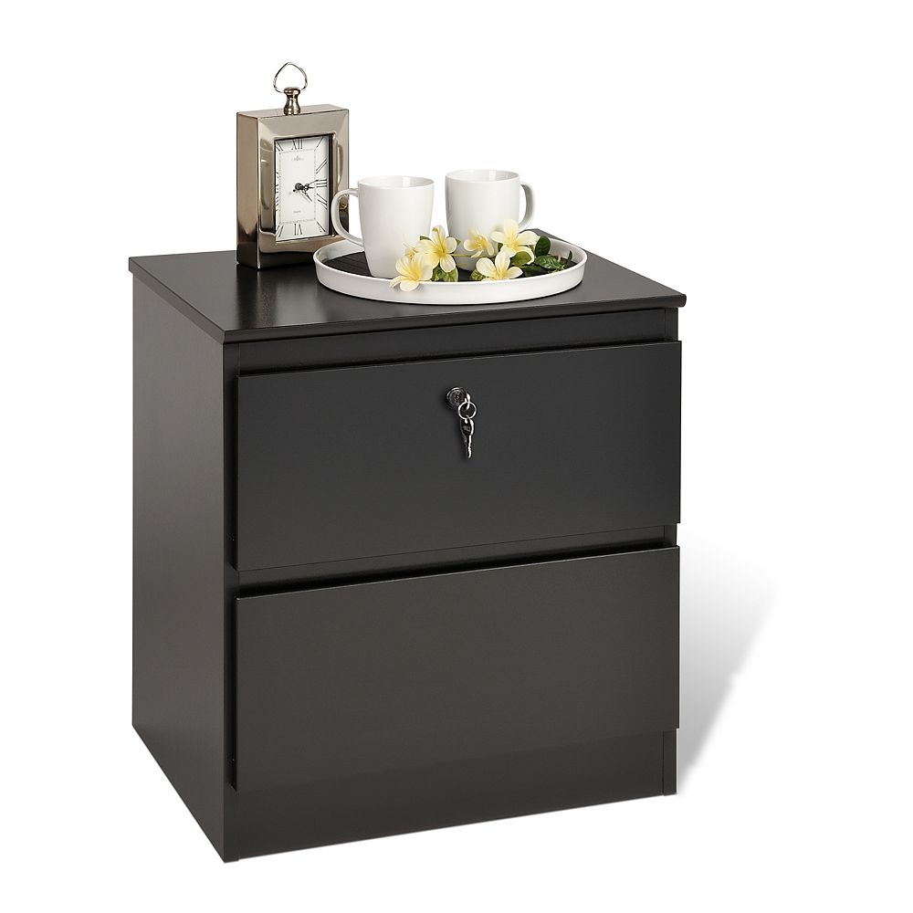 Prepac Black Avanti 2 Drawer Nightstand With Lock The Home Depot Canada