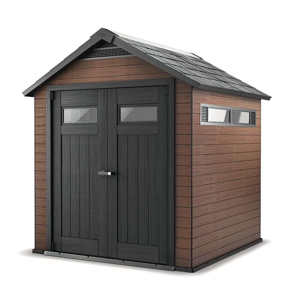 Keter Fusion 7 1/2 ft. x 7 ft. Wood-Plastic Composite Shed | The Home ...