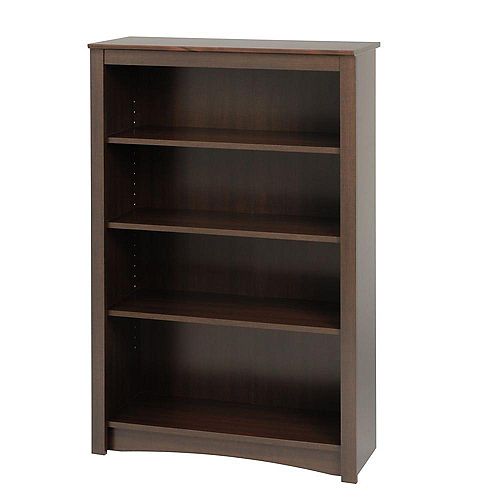 31.5-inch x 48-inch x 13-inch 4-Shelf Manufactured Wood Bookcase in Espresso