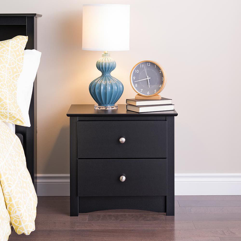 Prepac Sonoma 23 25 Inch X 21 75 Inch X 16 Inch 2 Drawer Nightstand In Black The Home Depot Canada