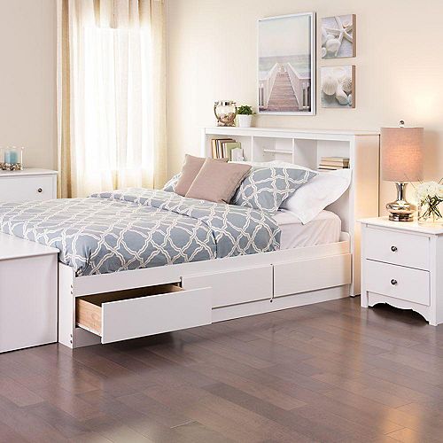 White Platform Beds Bed Frames The, White Queen Bed Frame With Storage Canada