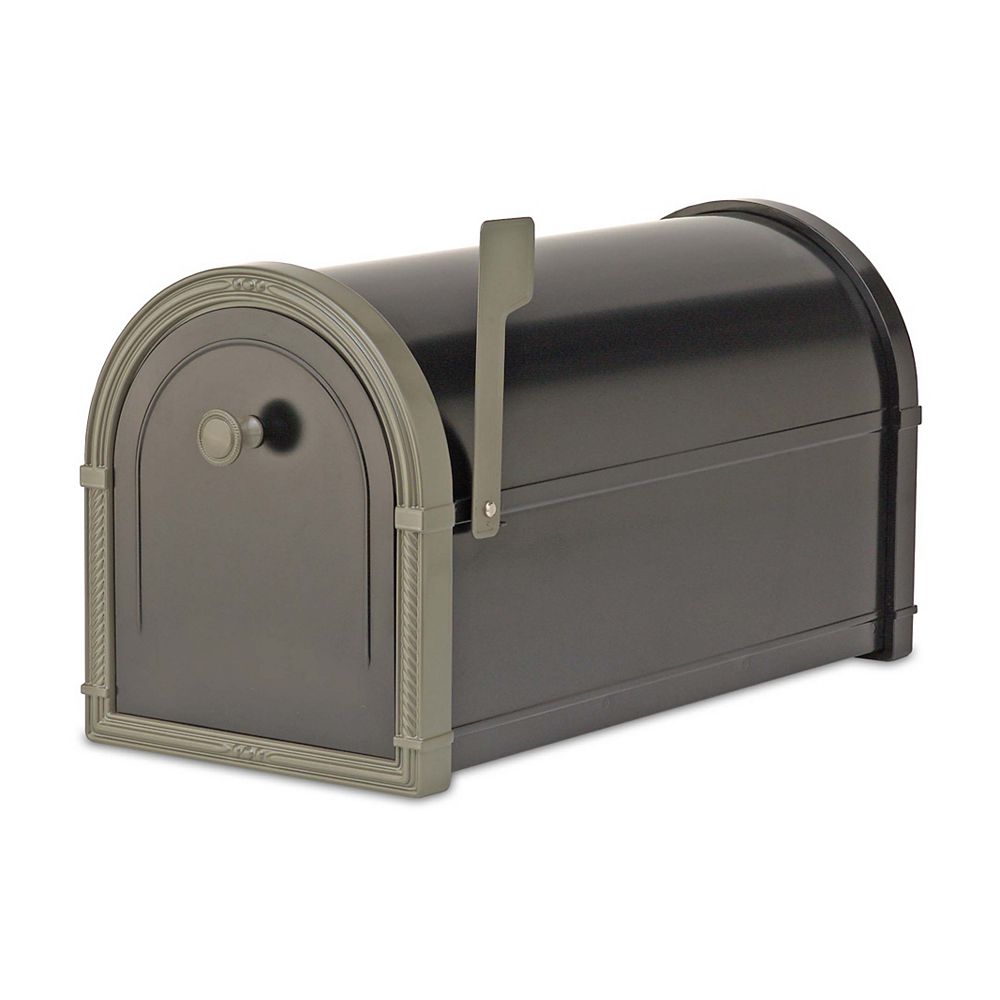 Architectural Mailboxes Black Bellevue Post Mount Mailbox with Bronze