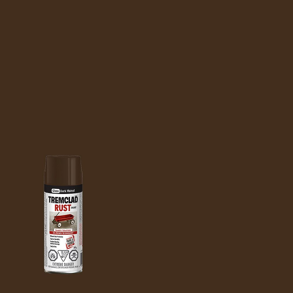 TREMCLAD OilBased Rust Paint In Gloss Dark Walnut, 340 G Aerosol Spray