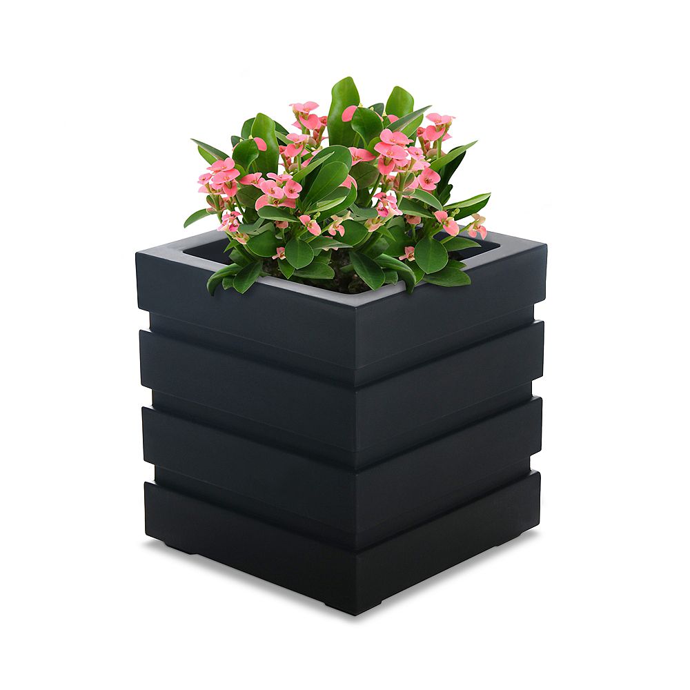 Mayne Freeport 18inch Square Black Plastic Planter The Home Depot Canada