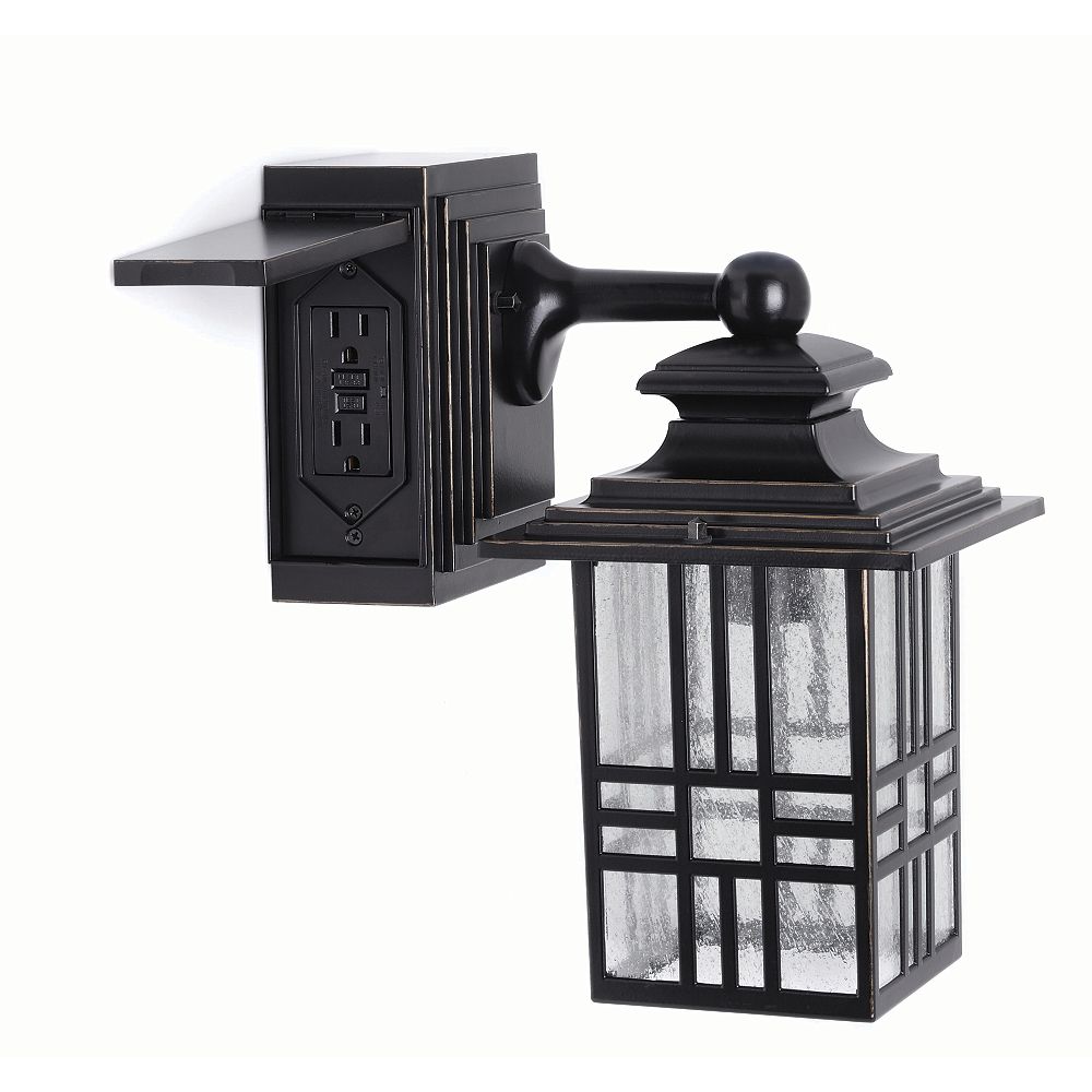 Bronze Outdoor Wall Lantern, Outdoor Porch Light With Plug