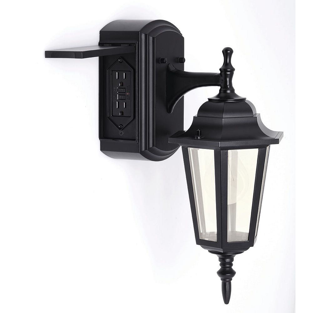 images Outdoor Wall Light With Outlet hampton bay coach style reversible exterior wall lantern with built in electrical outlet gfci