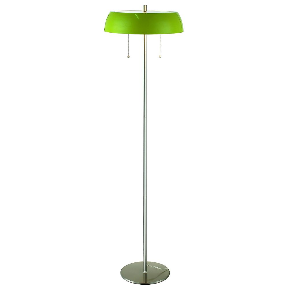 Gen Lite Carousel Brushed Steel Floor Lamp Lime Green Painted Shade The Home Depot Canada