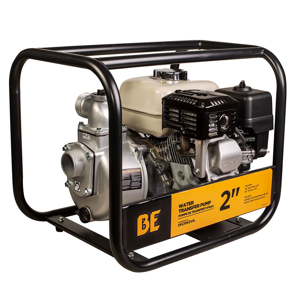 BE Power Equipment 158 GPM Honda GX200 Engine Water Transfer Pump with 2 in. Ports The Home
