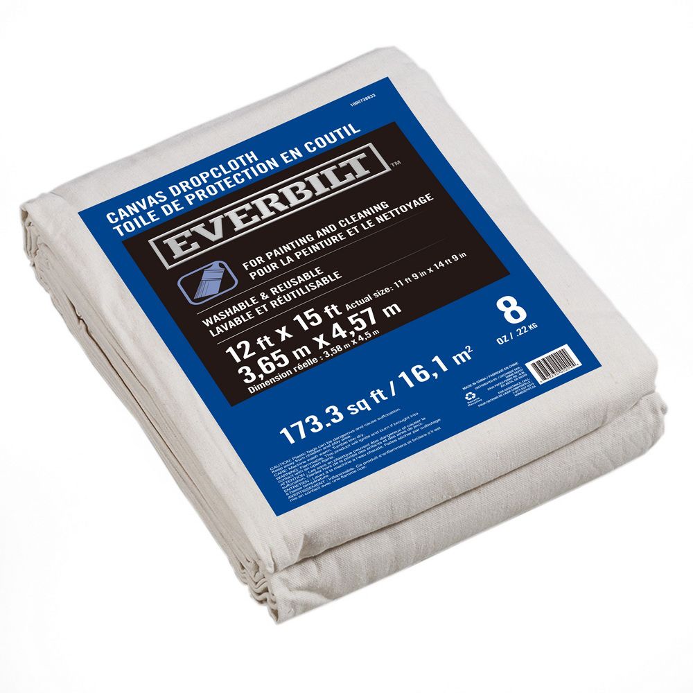 Everbilt 12 Ft X 15 Ft 227g Canvas Drop Cloth The Home Depot Canada   P 1000738833 