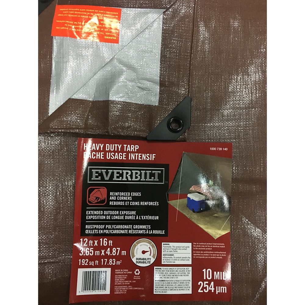Everbilt 12 ft. x 16 ft. Heavy Duty Tarp in Brown The Home Depot Canada