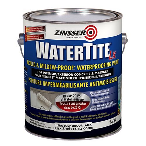 Watertite LX  Mold & Mildew Proof Waterproof Paint in Bright White, 3.78L