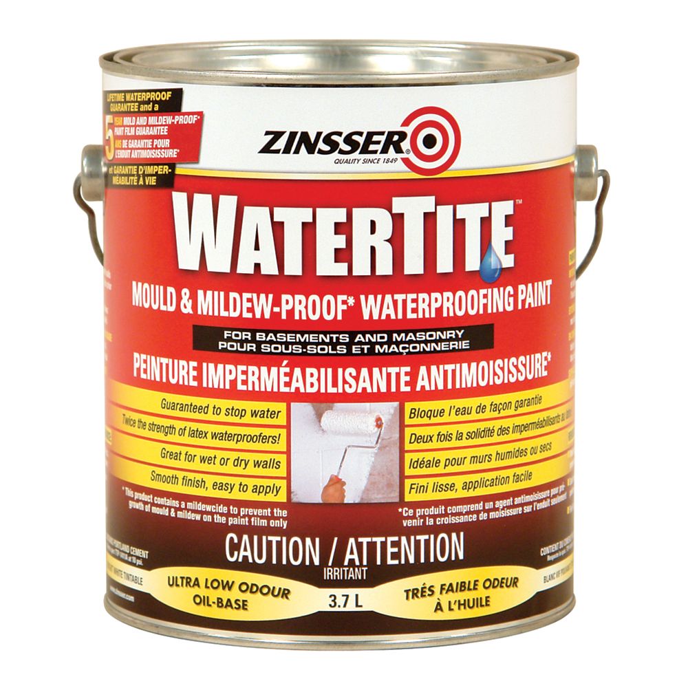 Zinsser Watertite Mould & Mildew Proof Waterproofing Paint, 3.7L The Home Depot Canada