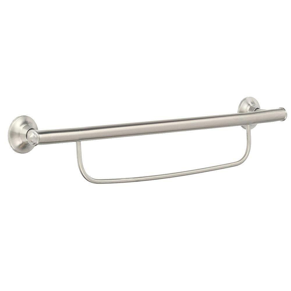 Moen 24 Inch X 1 0 Inch Grab Bar With Integrated Towel Bar In Brushed Nickel Ada Complian The Home Depot Canada