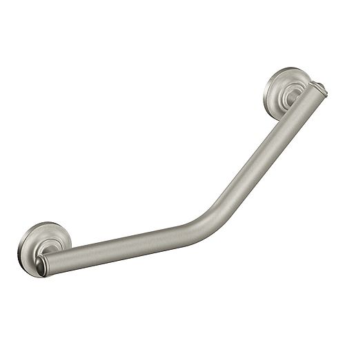 16-inch x 1.25-inch Angled Grab Bar in Brushed Nickel (ADA Compliant)