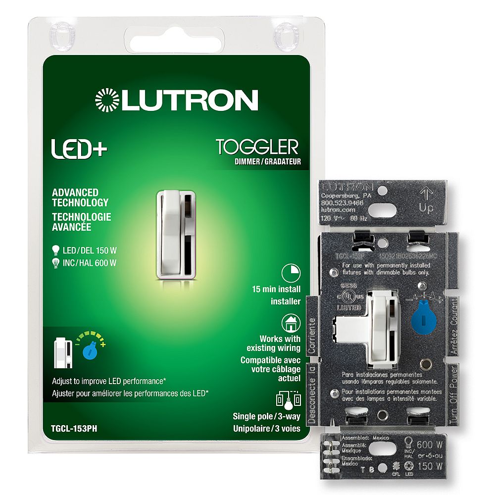 Lutron Toggler LED+ Dimmer Switch for Dimmable LED/Halogen/Incandescent