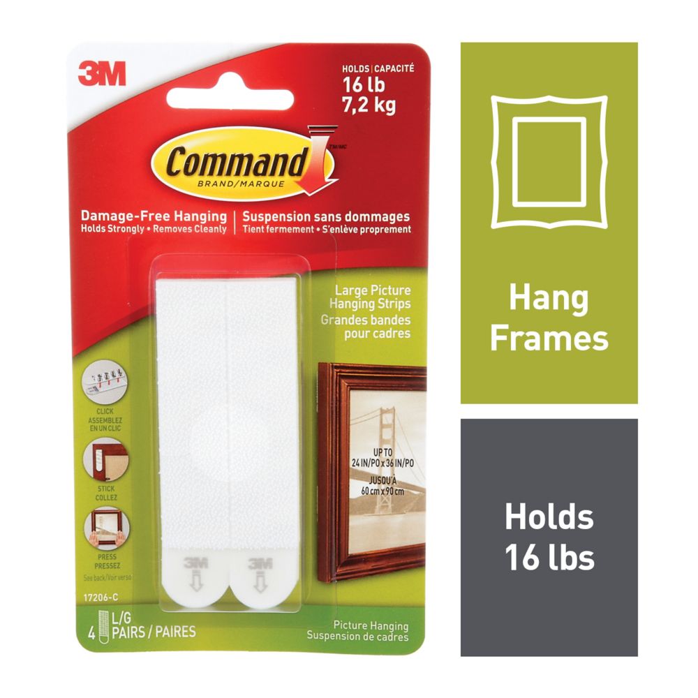 2-Pack Command Picture Hanging Strips Narrow Damage Free Adhesive 4 Sets White 