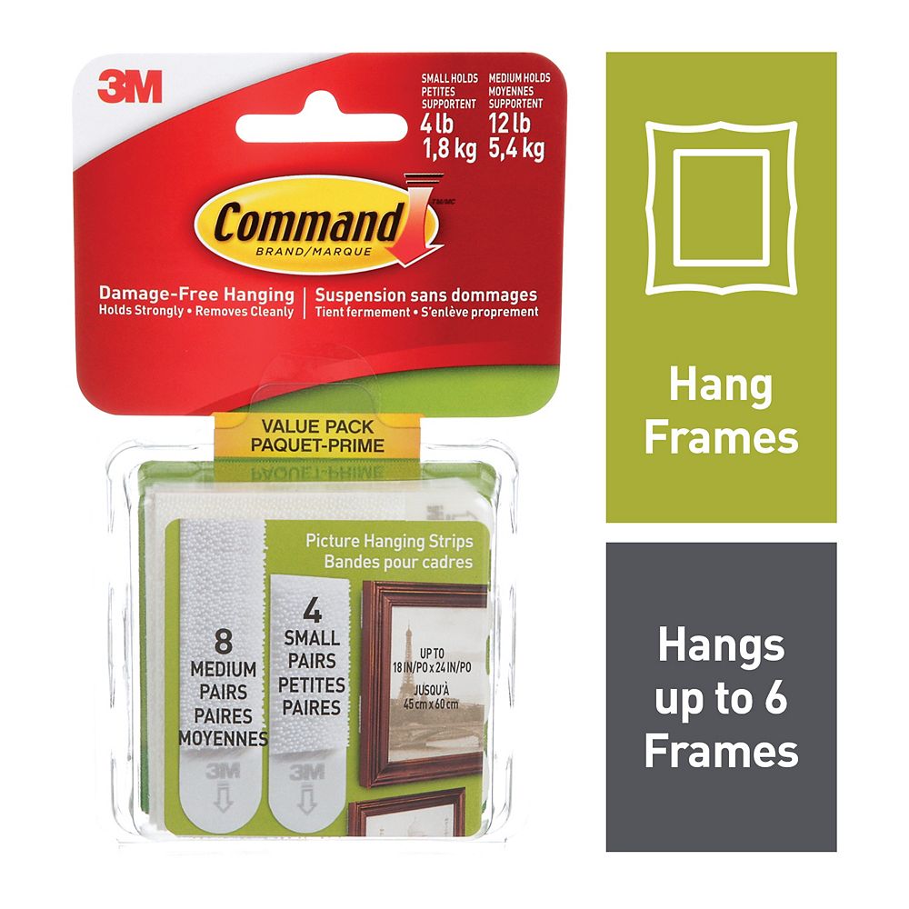 Command Small and Medium Picture Hanging Strips, 17203C, white The Home Depot Canada