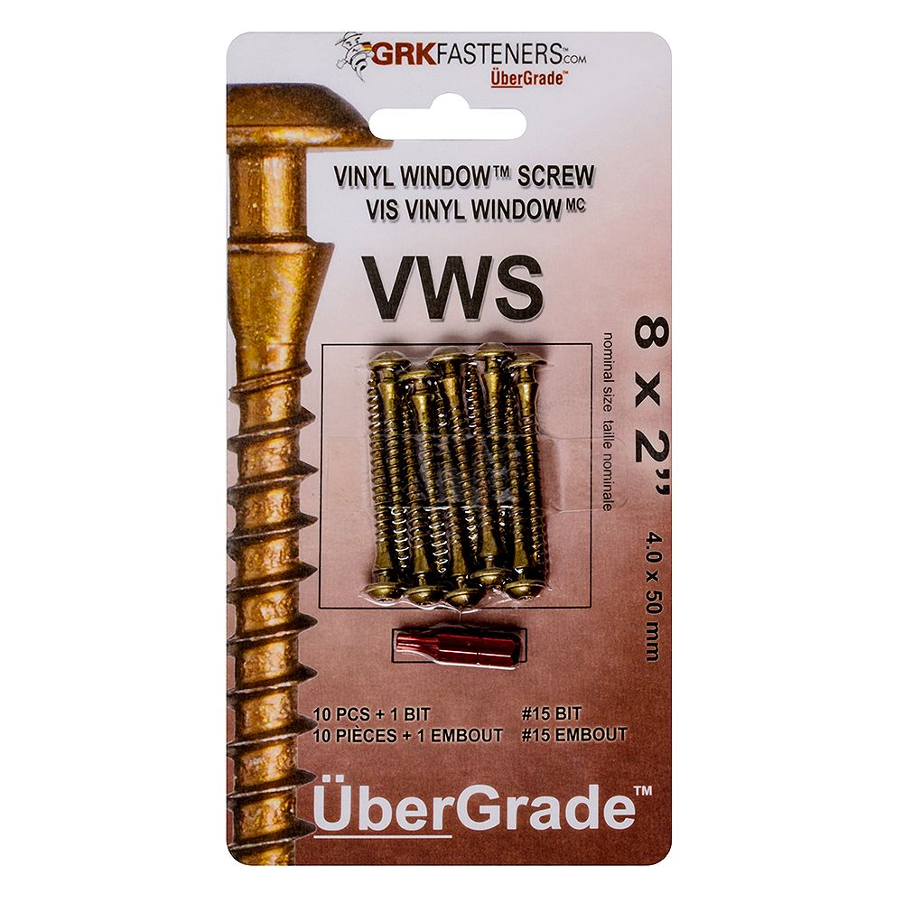GRK 8 2Inch Window Vinly Screws (10 Pcs) The Home Depot Canada