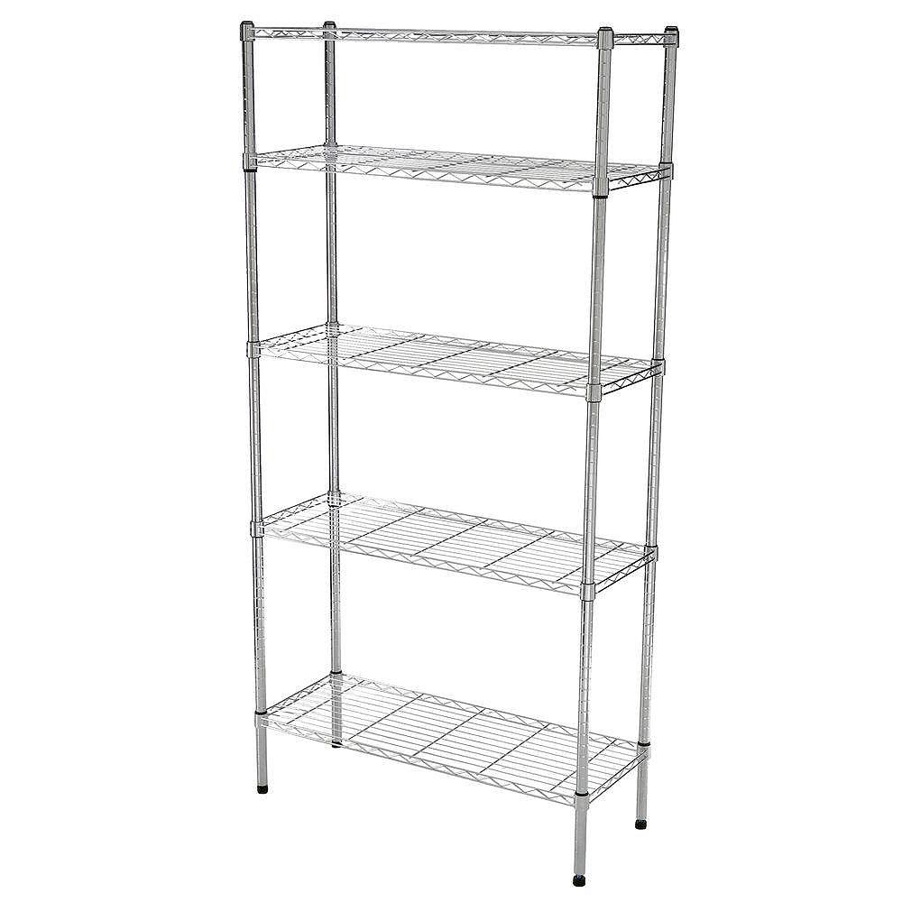 HDX 36-inch W 5-Tier Heavy Duty Shelving Unit in Chrome | The Home