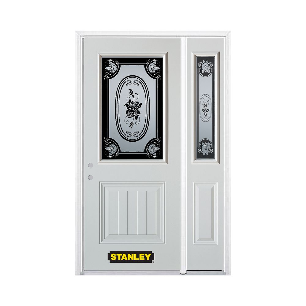 STANLEY Doors Mtisse 1/2 Lite 1Panel Prefinished White RightHand Inswing Steel Prehung F