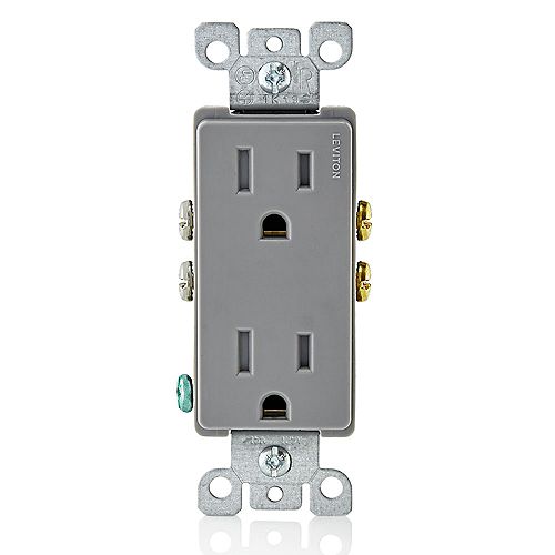 Leviton Decora Tamper Resistant Receptacle 15A, in Grey