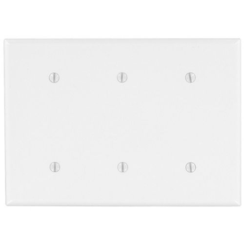 3-Gang Midway Nylon Blank wall plate, in White