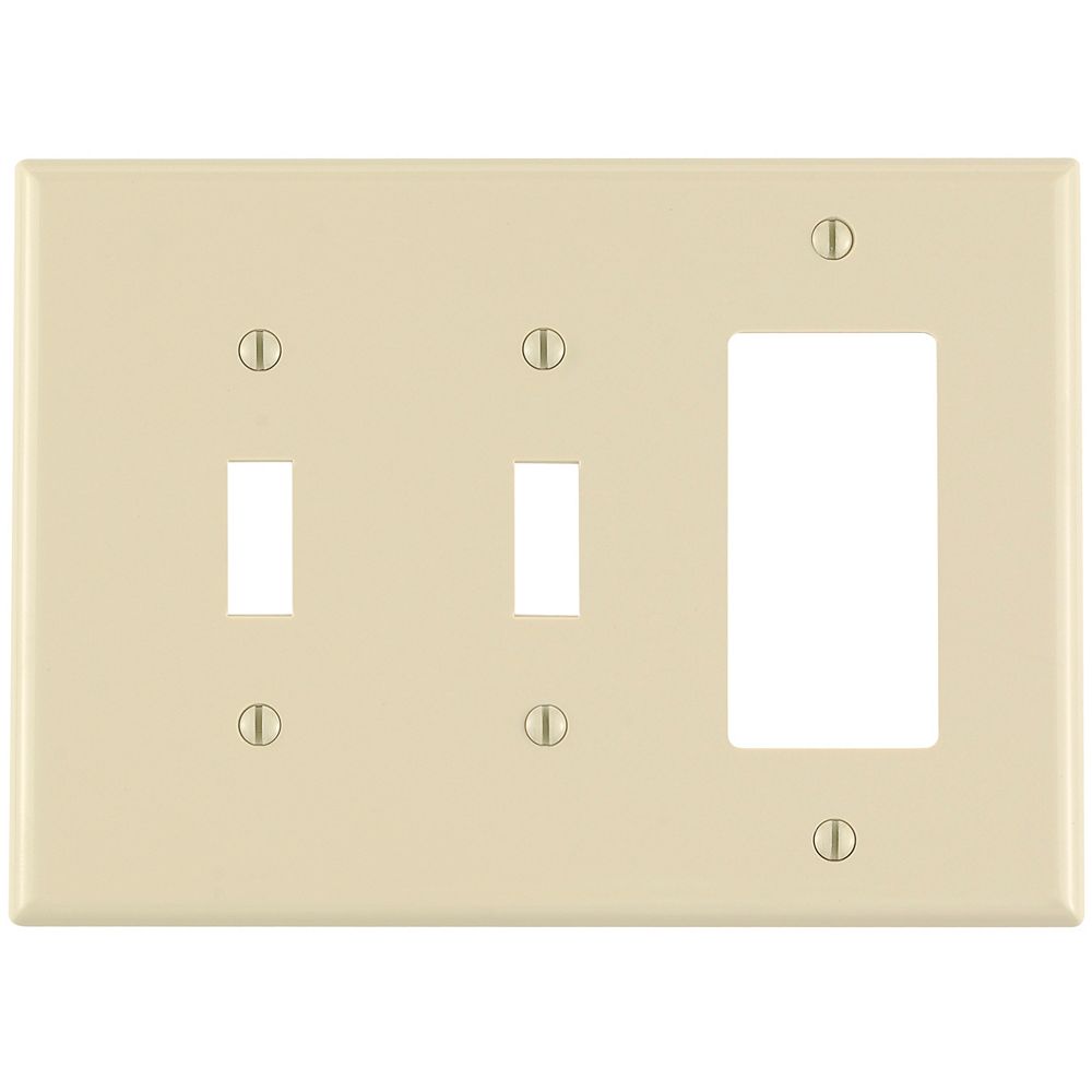 Leviton 3-Gang Midway Nylon Combination Wallplate for 2 Toggle Switches & 1 Decora Device ...