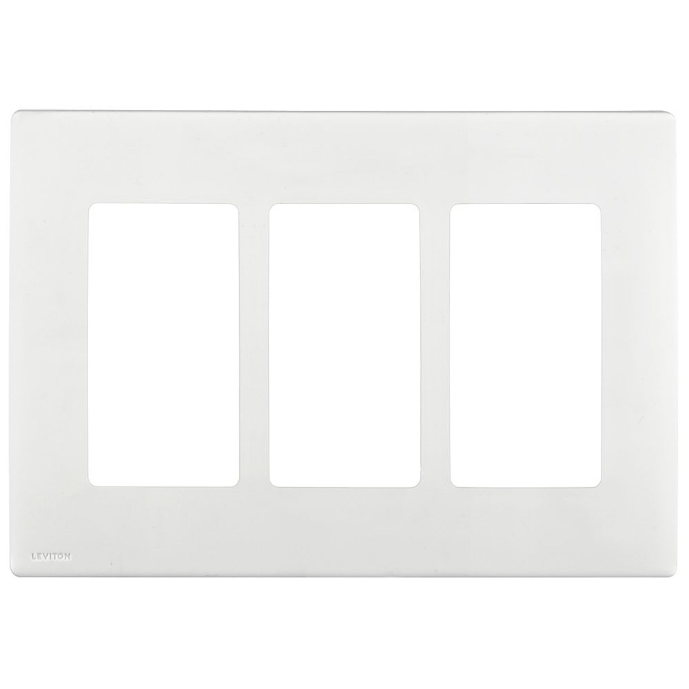 Leviton 3-gang Screwless Wallplate In White 