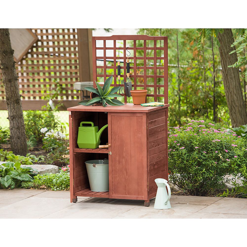 Leisure Season Potting Table with Storage The Home Depot Canada