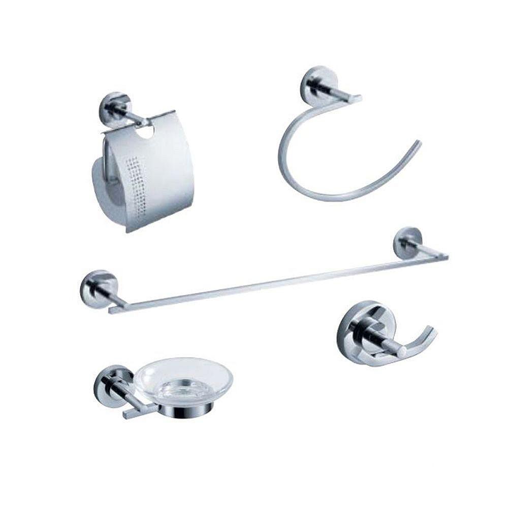 Fresca Alzato Brass 5 Piece Bathroom Accessory Set In Chrome The Home Depot Canada