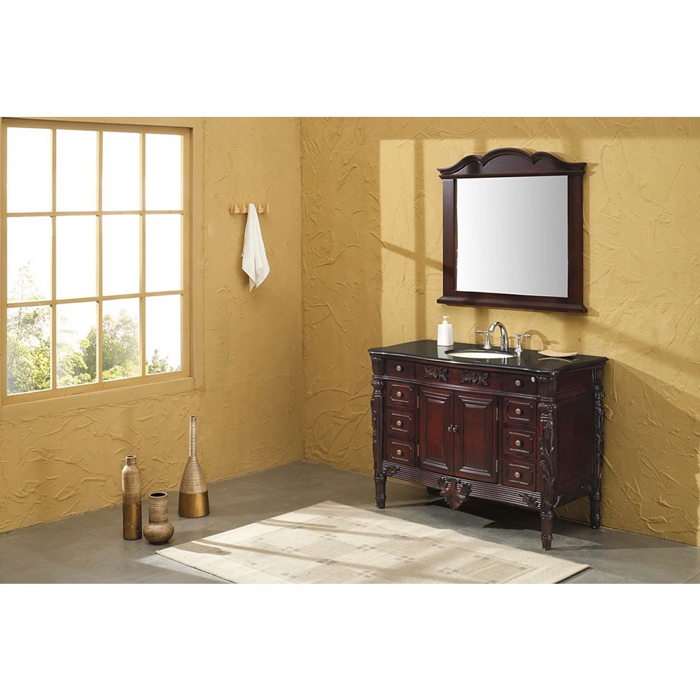 Fresca Brampton Antique Single Sink Bathroom Vanity With Black Galaxy