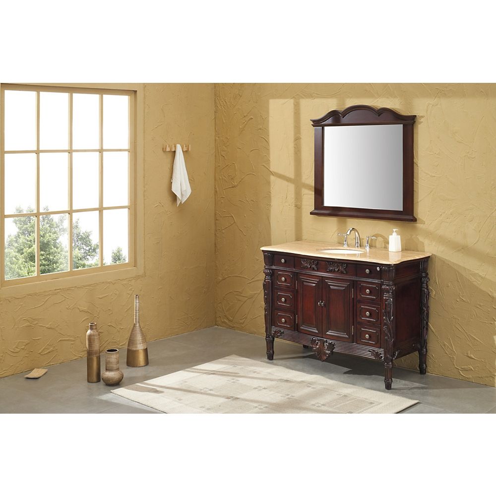 Fresca Brampton Antique Single Sink Bathroom Vanity With Travertine