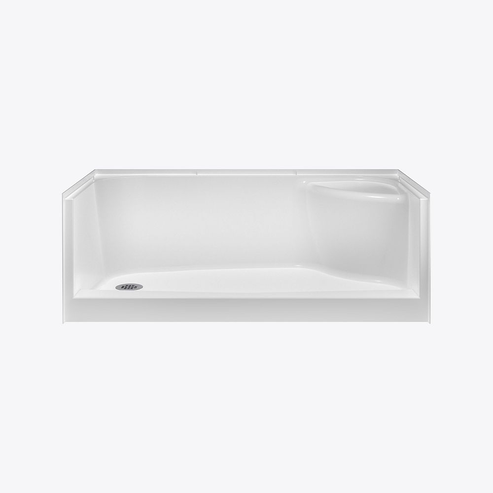 MAAX Essence 60L x 30W x 20H Rectangular Shower Base with RightHand Seat in White The Home