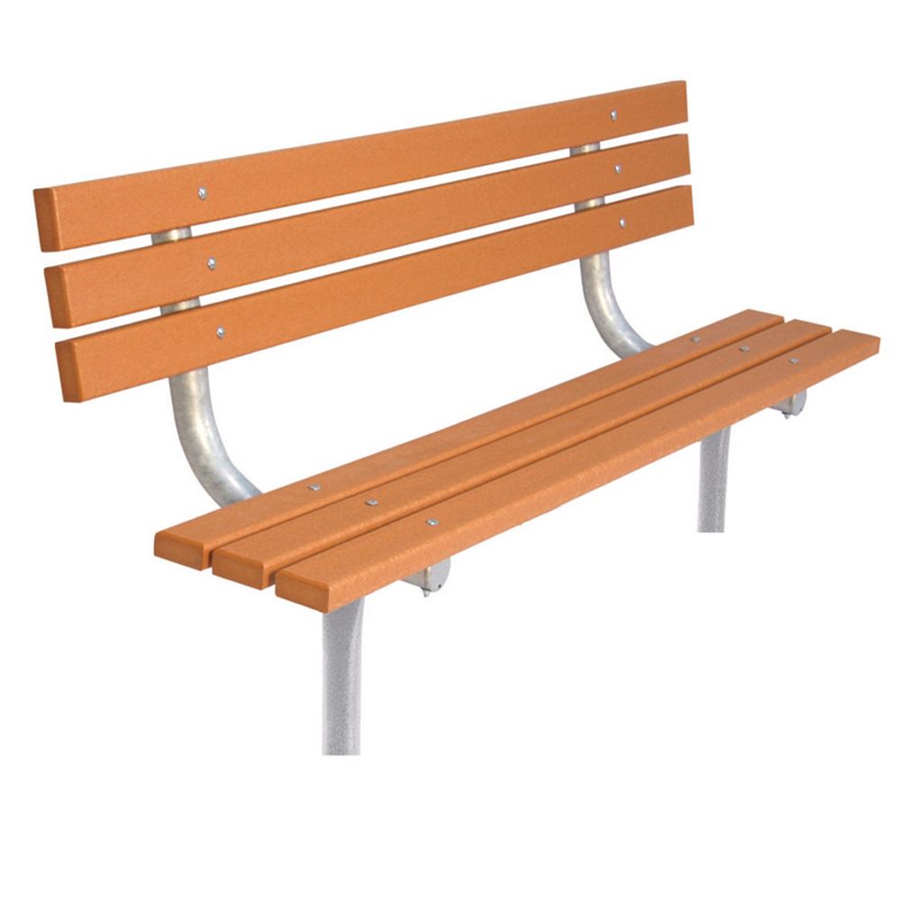 UltraSite 6 ft. Commercial Recycled Plastic In-Ground Bench with Back ...