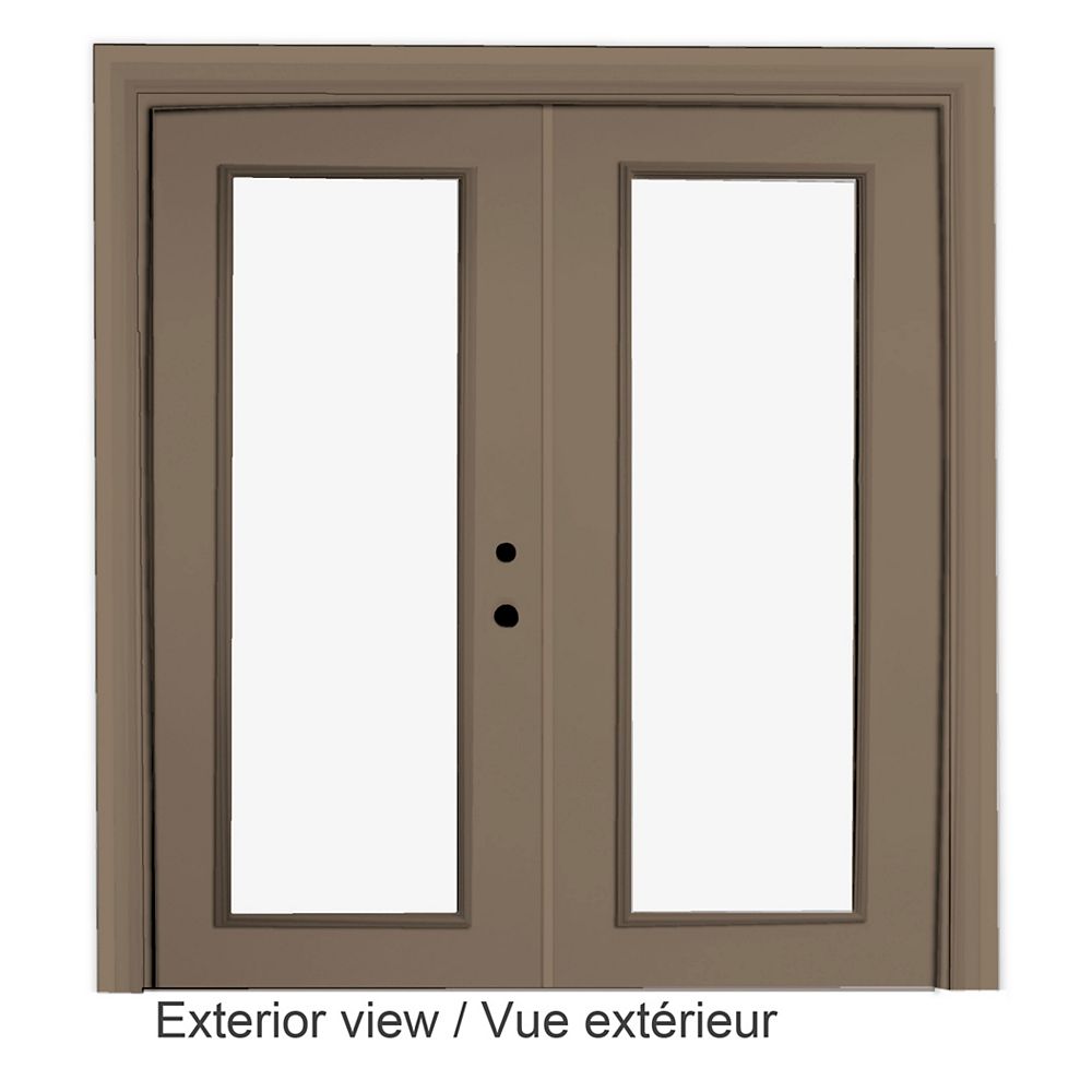 STANLEY Doors 71 inch x 82.375 inch Clear LowE Argon Painted Sandstone