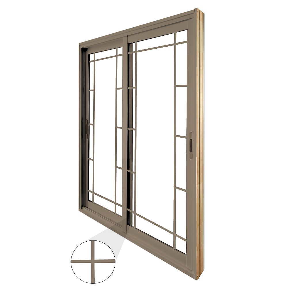 STANLEY Doors 71.75 inch x 79.75 inch Clear LowE Argon Painted Sandstone Double Sliding Vi
