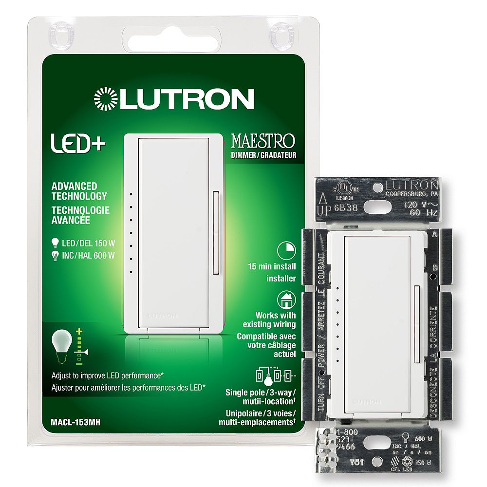 Lutron Maestro LED+ Dimmer Switch for Dimmable LED/Halogen/Incandescent