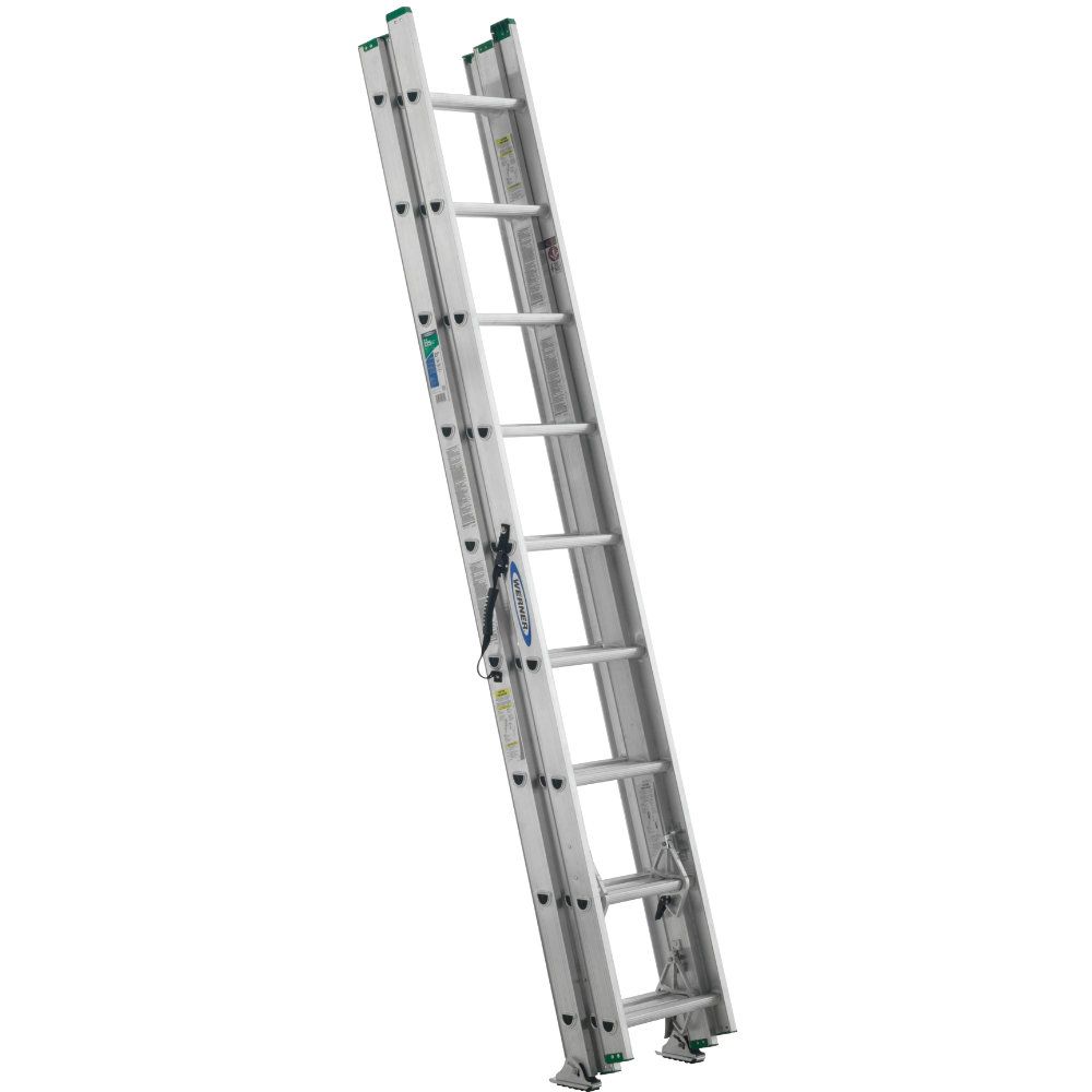 Werner 24 Feet Aluminum 3 Section Compact Extension Ladder 225 Lbs   P 1000747123 