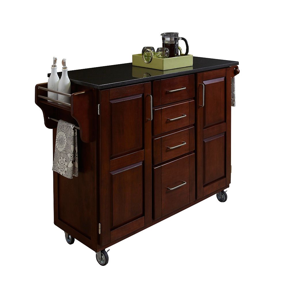 Create A Cart Large Cherry With Black Granite Top The Home Depot Canada