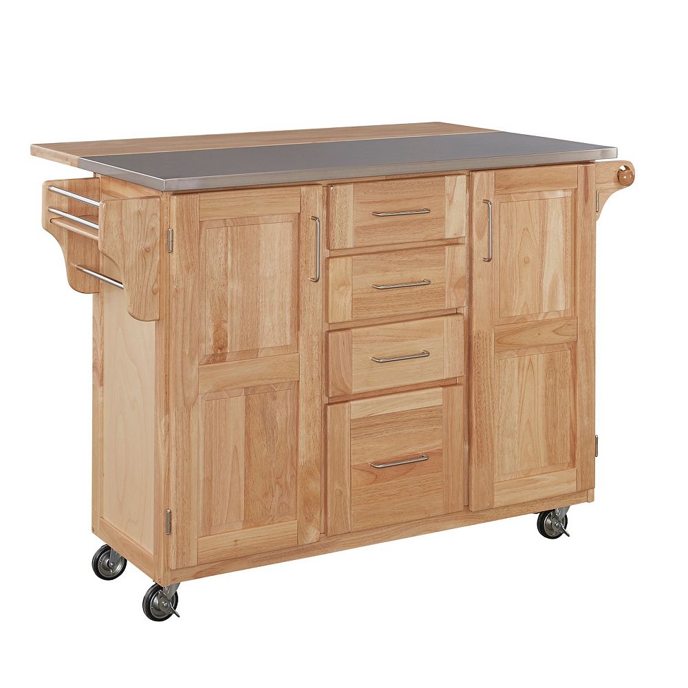 Home Styles Natural Kitchen Cart With Stainless Top The Home Depot Canada