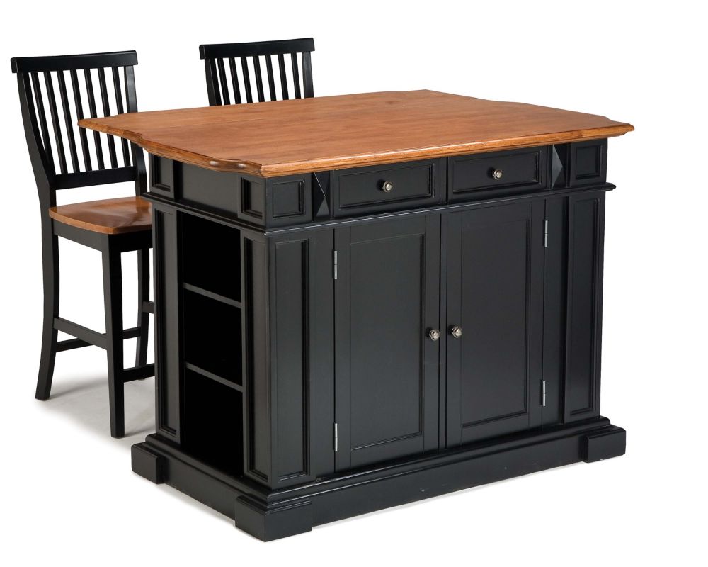 Home Styles Kitchen Island With Two Stools Black The Home Depot Canada   P 1000747854 