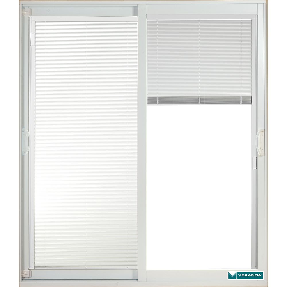 Veranda 59 75 Inch X 79 Low E Argon Filled Glass White Vinyl Double Sliding Patio The Home Depot Canada Veranda 59 75 Inch X 79 Low E, Patio Sliding Door Blinds Home Depot