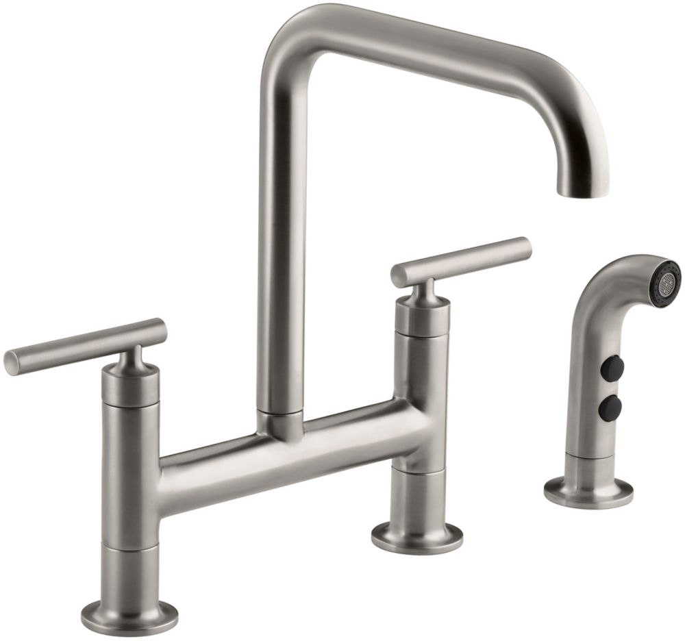 KOHLER Purist Deck Mount Bridge Faucet With Spray The Home Depot Canada   P 1000749412 