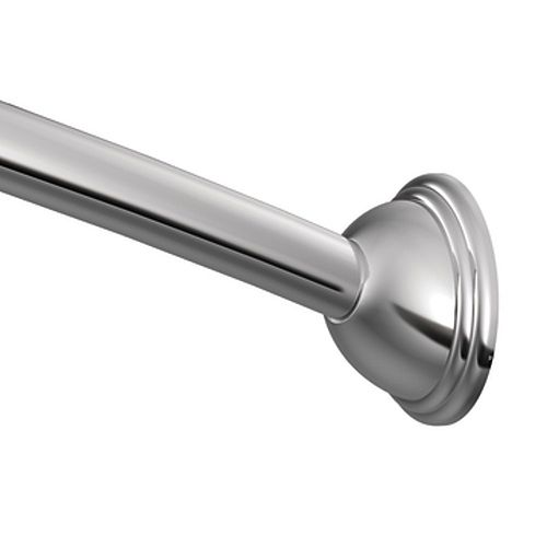 60-Inch Curved Shower Rod with Pivoting Flanges in Chrome