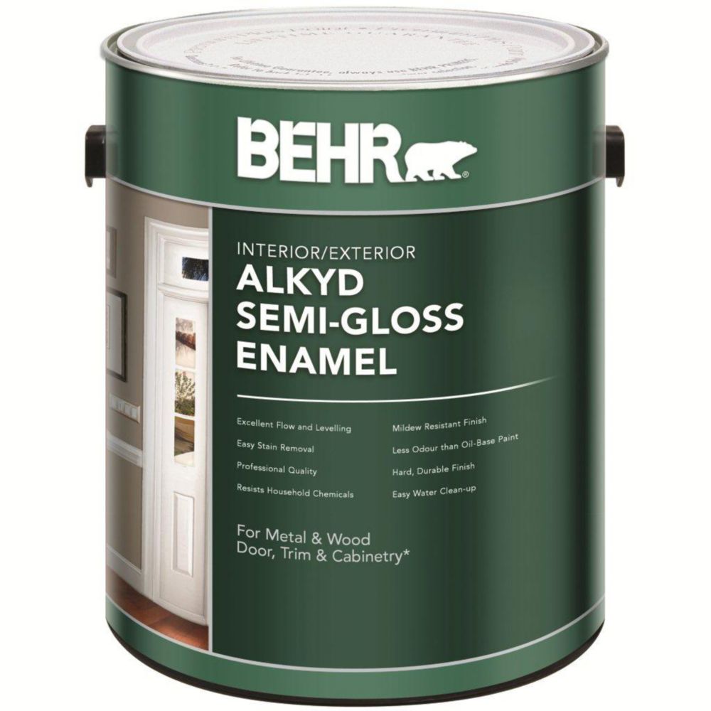 BEHR Interior Exterior Alkyd Semi Gloss Enamel Paint Medium Base 3   P 1000750725 