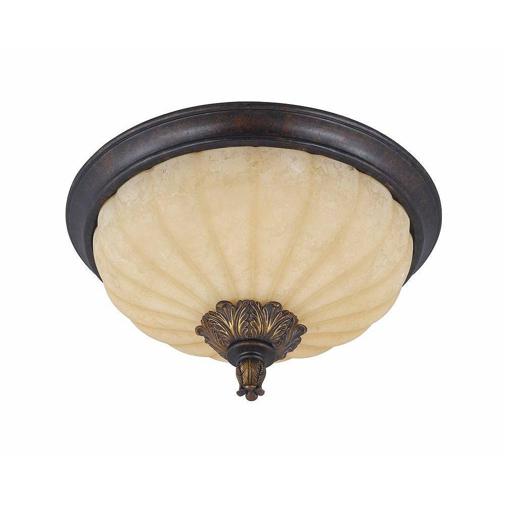 Illumine 3 Light Flush Mount Bronze Finish Fluted Scavo Glass The